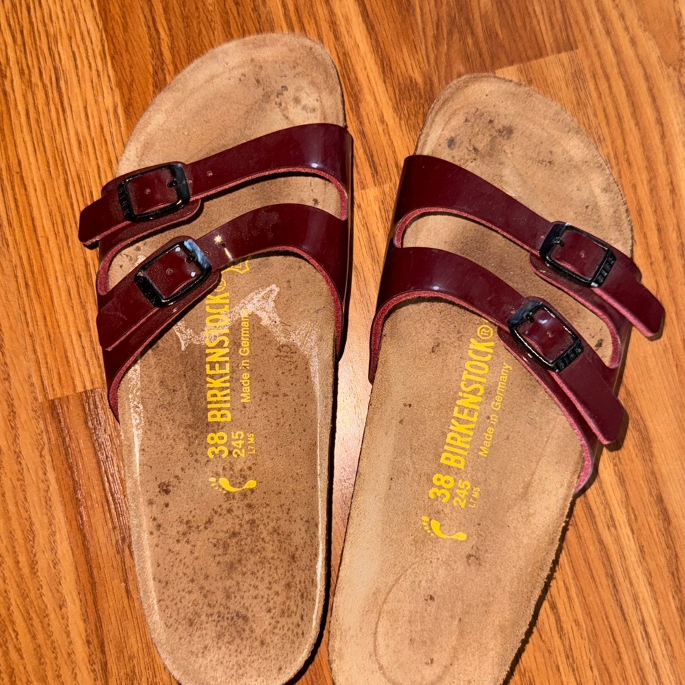 Birkenstock Burgundy Double-Strap Sandals Size 38